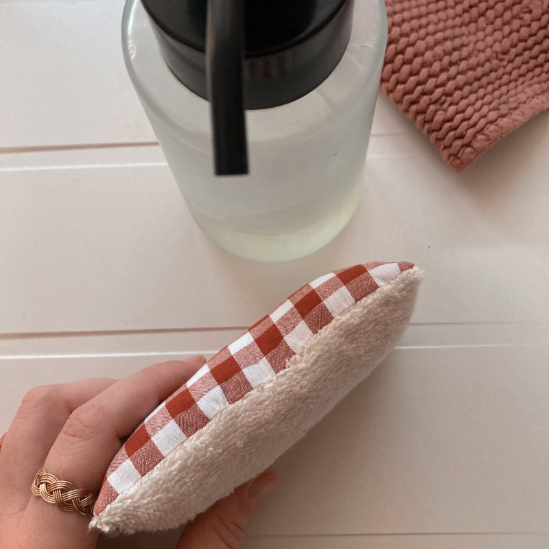 Éponge lavable et réutilisable - Vichy tomette