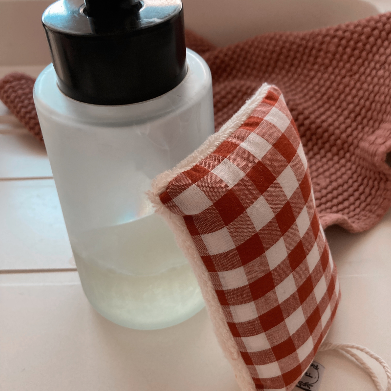 Éponge lavable et réutilisable - Vichy tomette