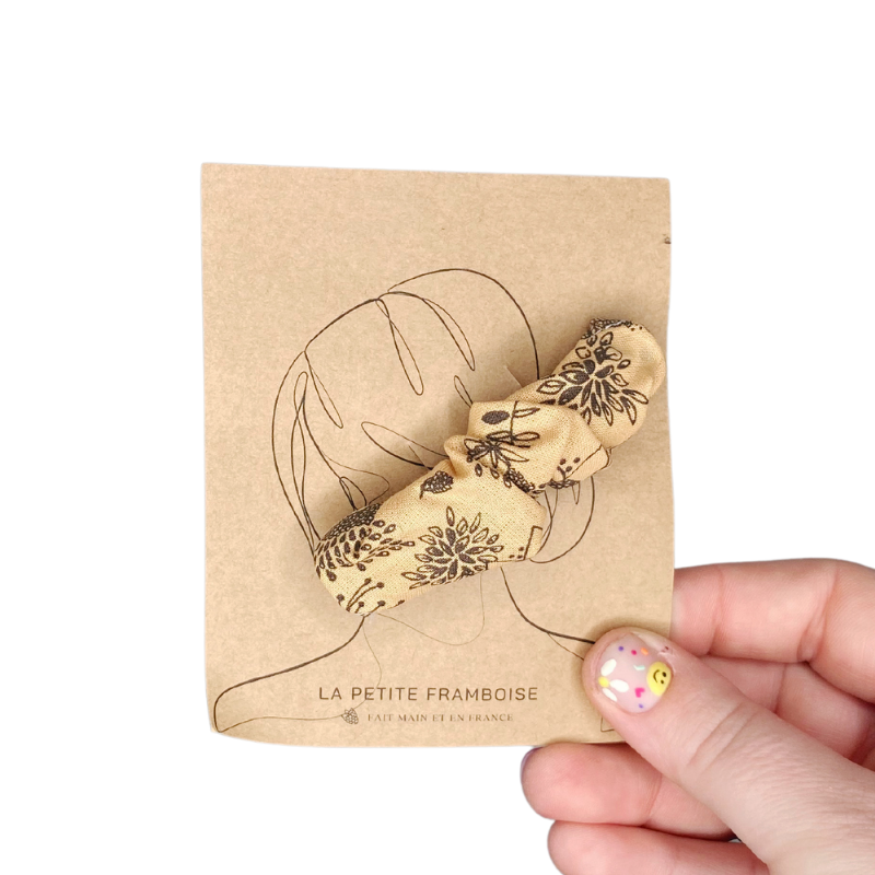 Pince Scrunchy - Ocre et fleur stylisé