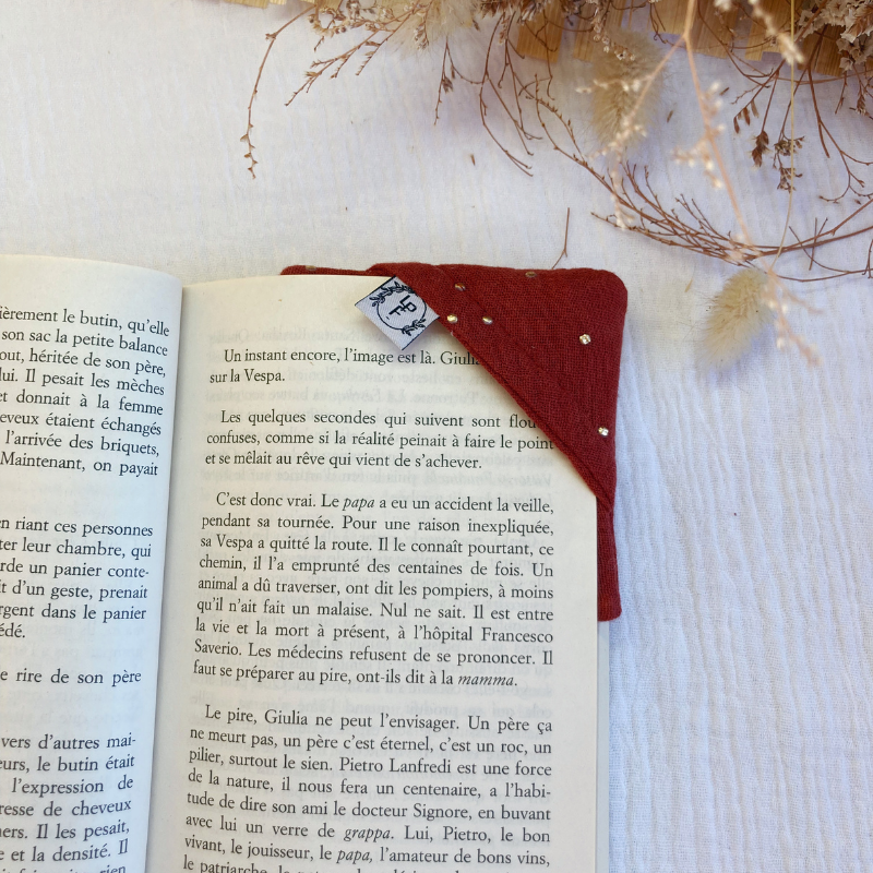 Marque-page d'angle - Tomette à pois dorés