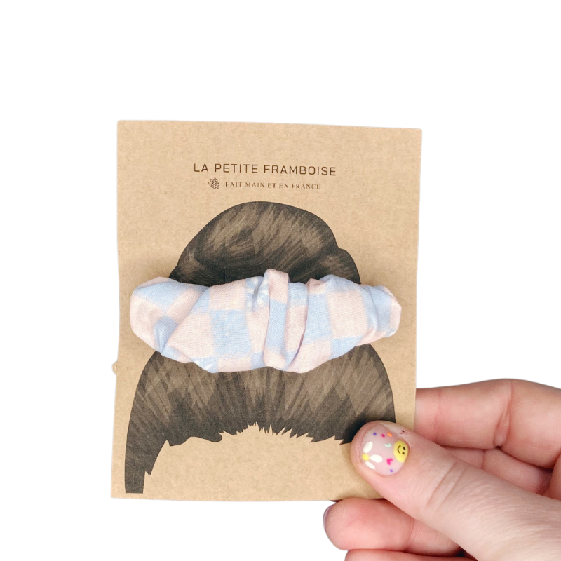 Pince Scrunchy - Vichy rose/bleu