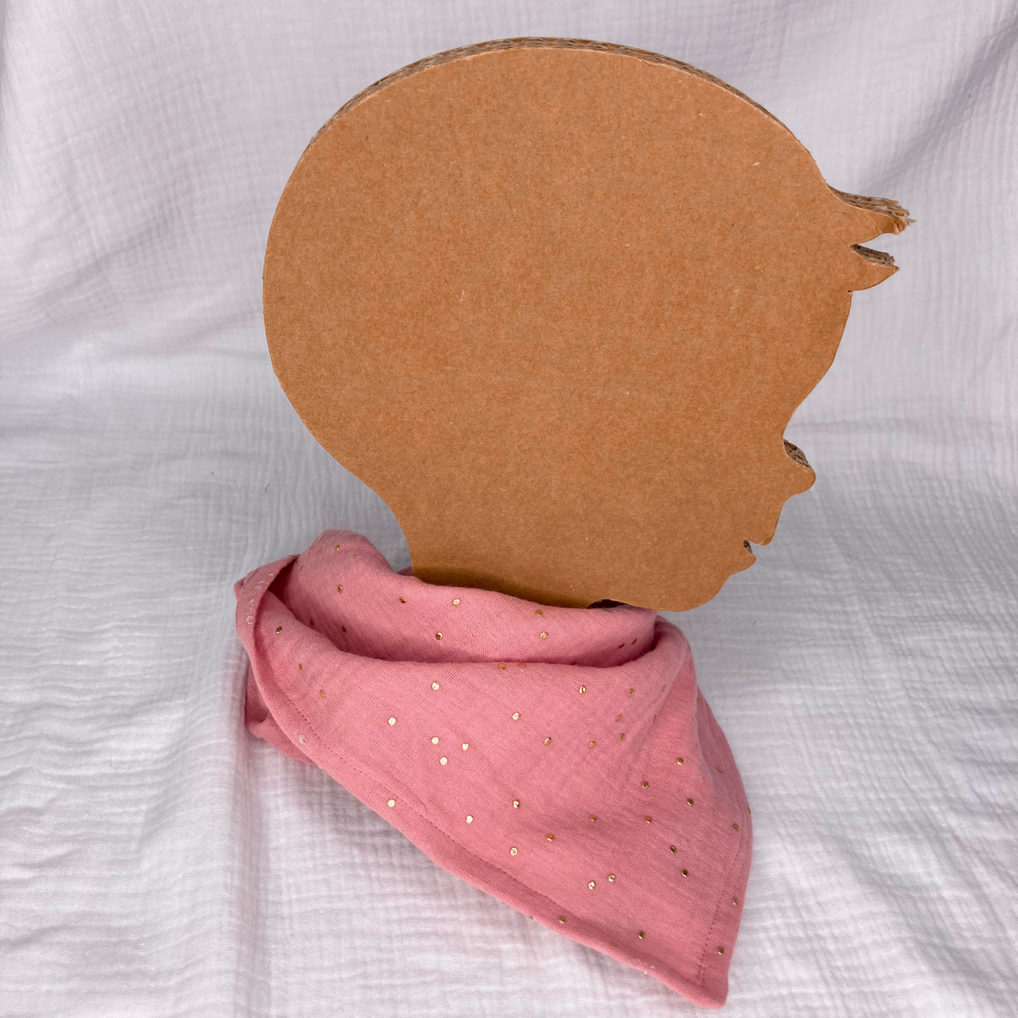 Bandana / Foulard enfant – Rose thé à pois dorés