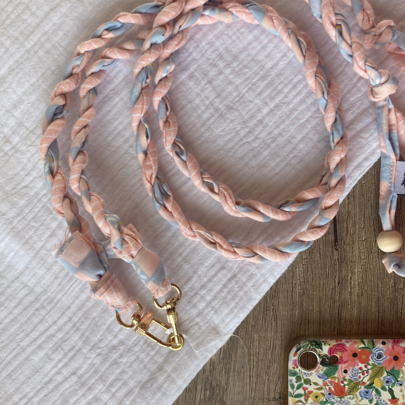 Tresse Téléphone - Rose/Bleu pastel