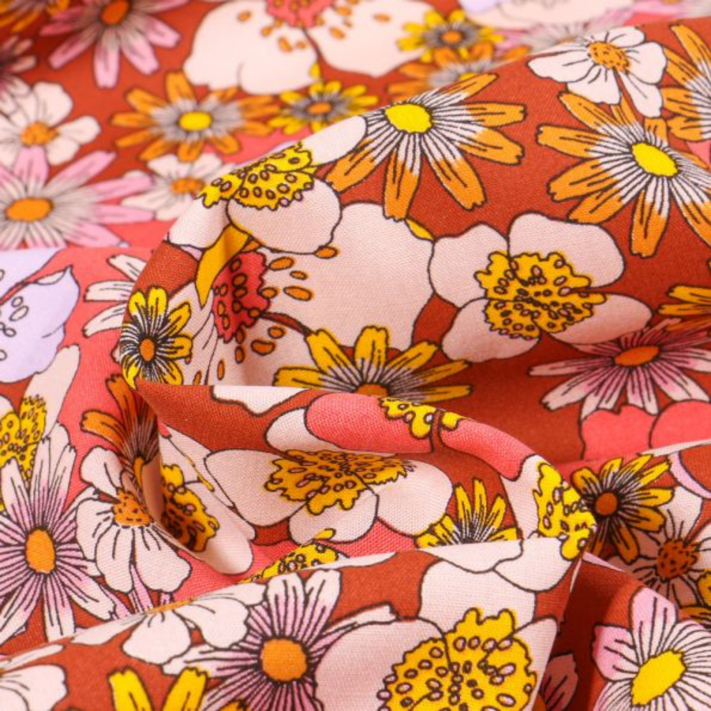 Gant Sauve-Savon Multi-Usages - Marron fleurs jaune/violet/rose