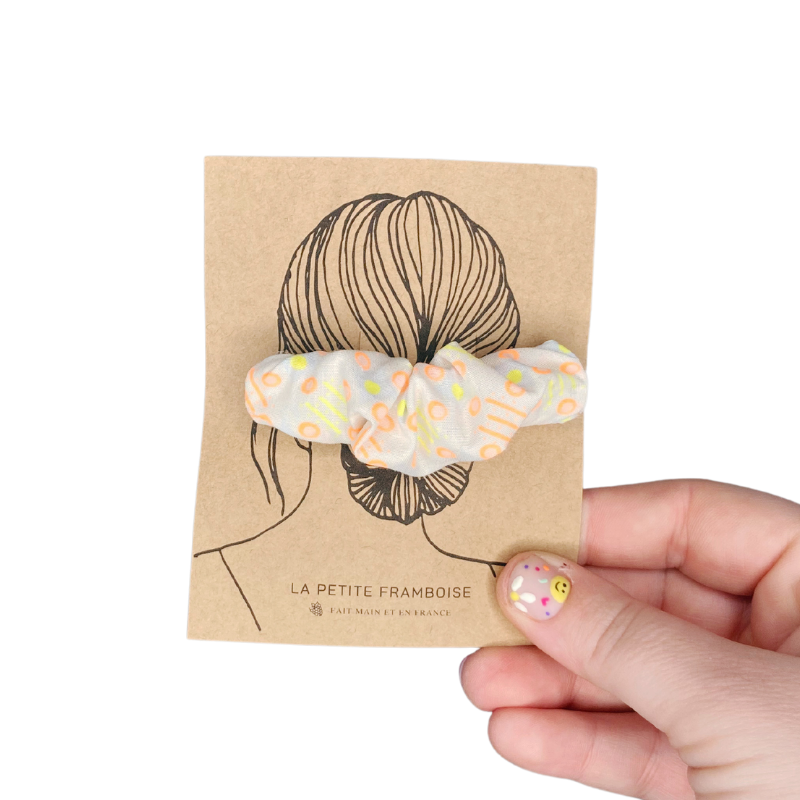Pince Scrunchy - Motif jaune/orange fluo