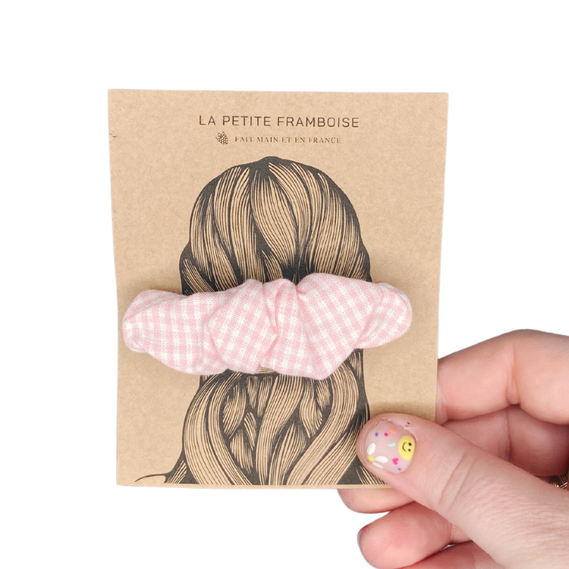 Pince Scrunchy - petits carreaux rose - La Petite Framboise