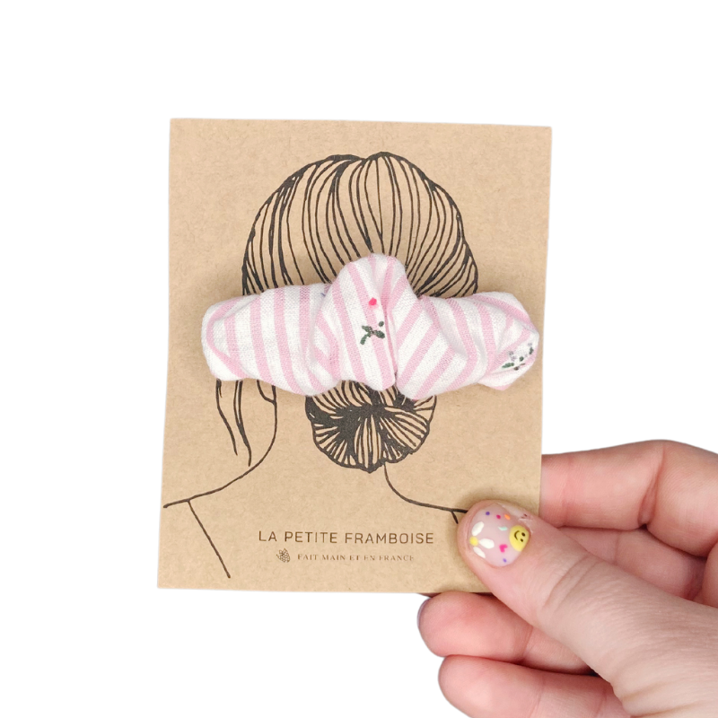 Pince Scrunchy - Rayé rose