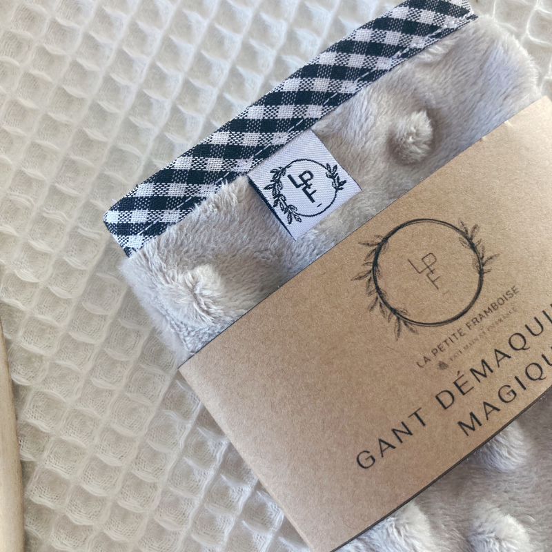Gant Démaquillant - Gris / Vichy noir