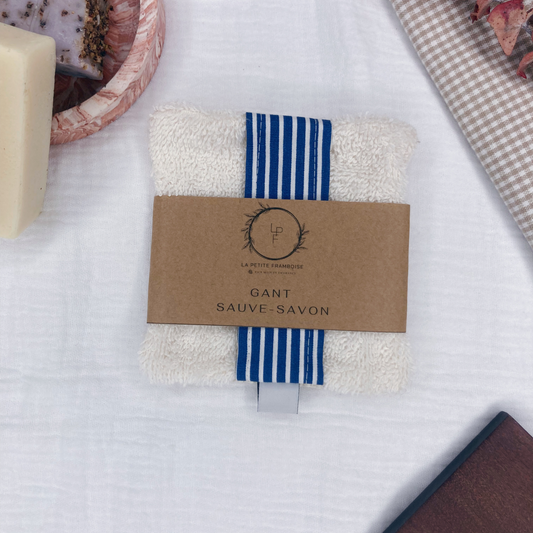 Gant Sauve-Savon Multi-Usages - Rayé bleu et blanc