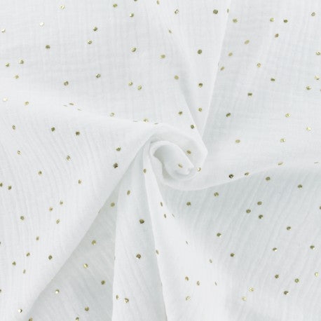 Headband twist naissance - Blanc à pois dorés
