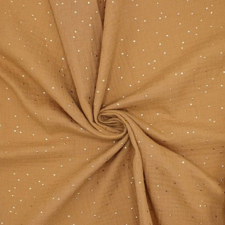 Headband twist naissance - Camel à pois dorés