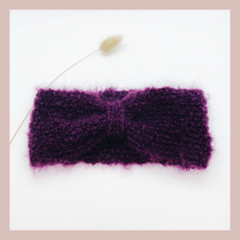 Bandeau bébé en mohair - Prune