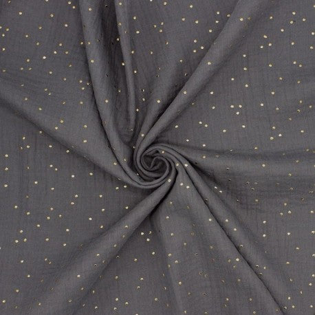 Headband twist enfant - Gris à pois dorés
