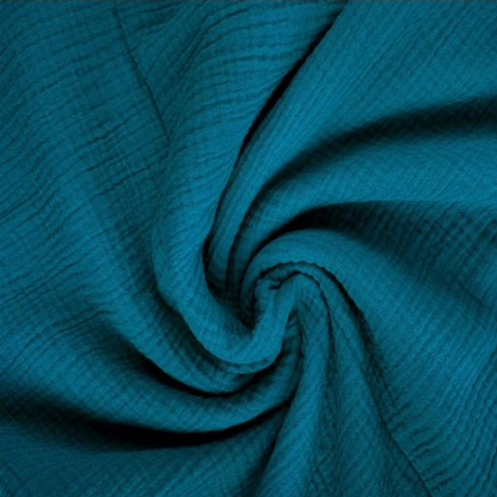 Protège carnet de santé - Gaze de coton Bleu pétrole