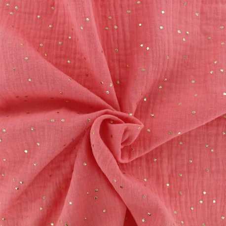 Headband twist naissance - Corail à pois dorés