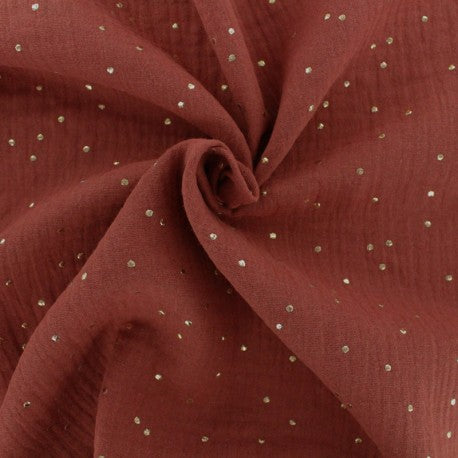 Attache tétine - Gaze de coton Tomette à pois doré