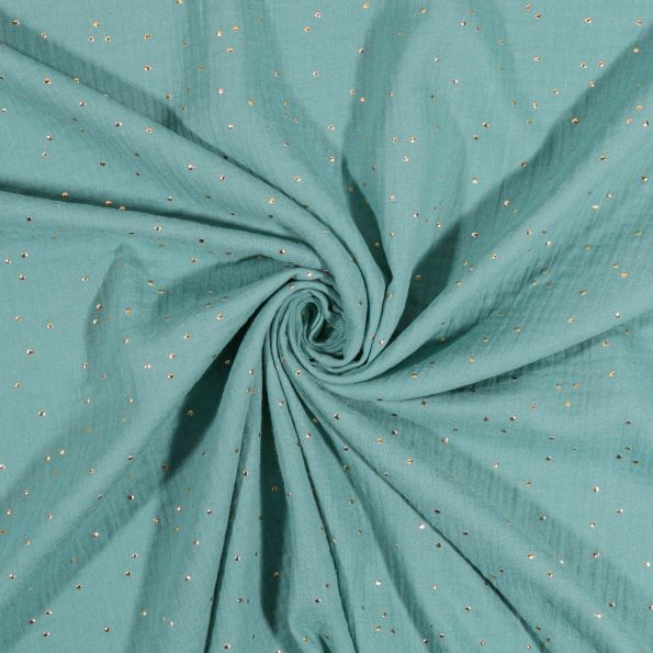Headband twist enfant - Vert de gris à pois dorés
