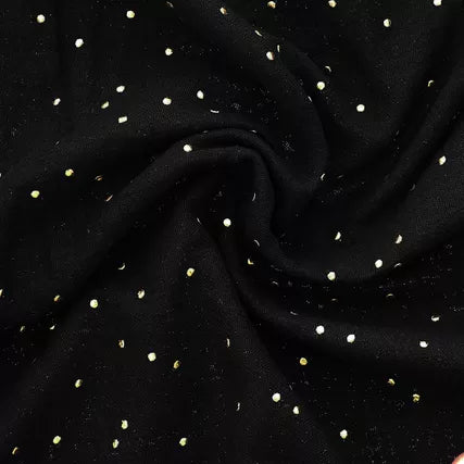 Barrette Nœud - Noir à pois dorés