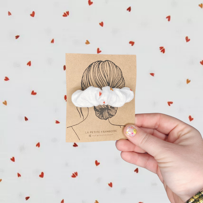 Pince Scrunchy - Blanc à coeur rouge