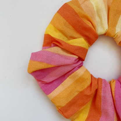 Chouchou Tissu - Rayé rose/orange/jaune