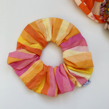 Chouchou Tissu - Rayé rose/orange/jaune