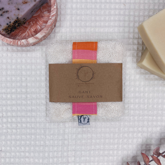 Gant Sauve-Savon Multi-Usages - Rose/Orange rayé - La Petite Framboise