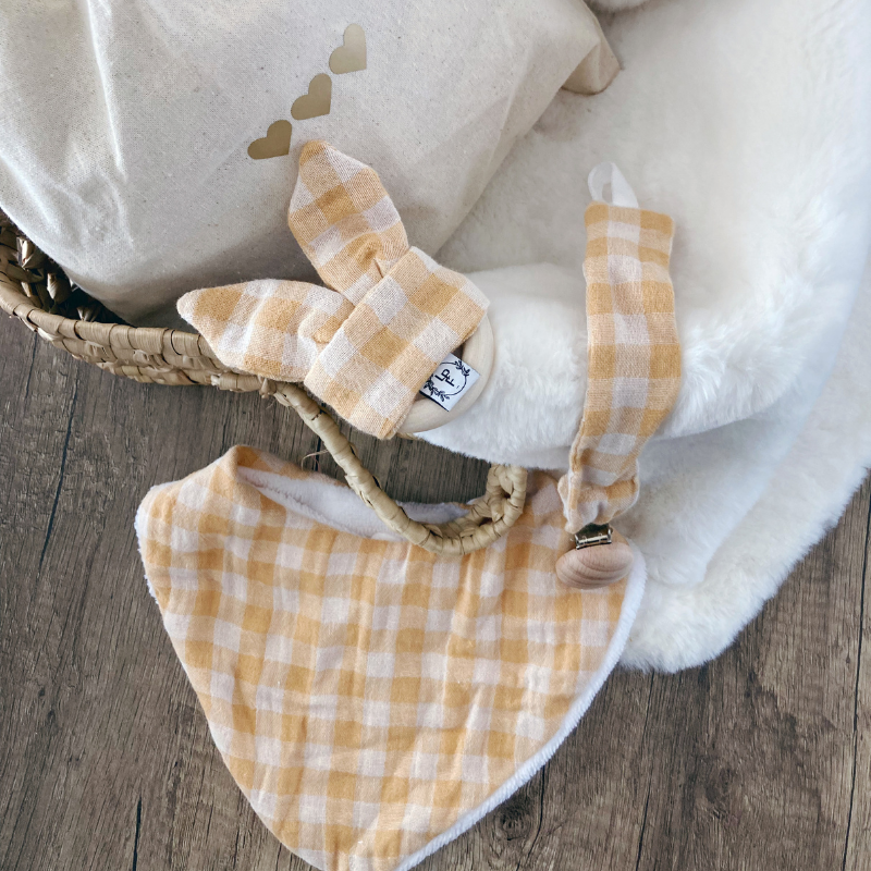 Coffret de naissance - Vichy jaune pale - La Petite Framboise