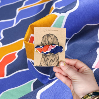Pince Scrunchy - Motifs bleu/moutarde/orange - La Petite Framboise