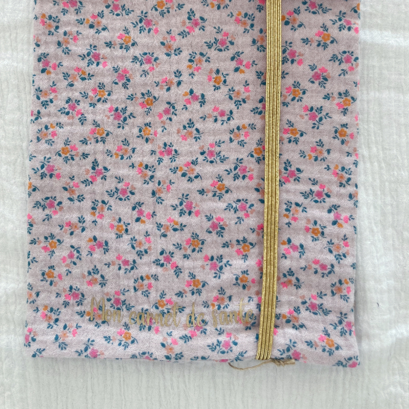 Protège carnet de santé - Gaze de coton Parme à fleurs - La Petite Framboise