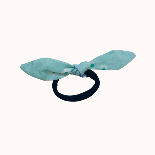 Petit Élastique - Turquoise à fleur blanches - La Petite Framboise