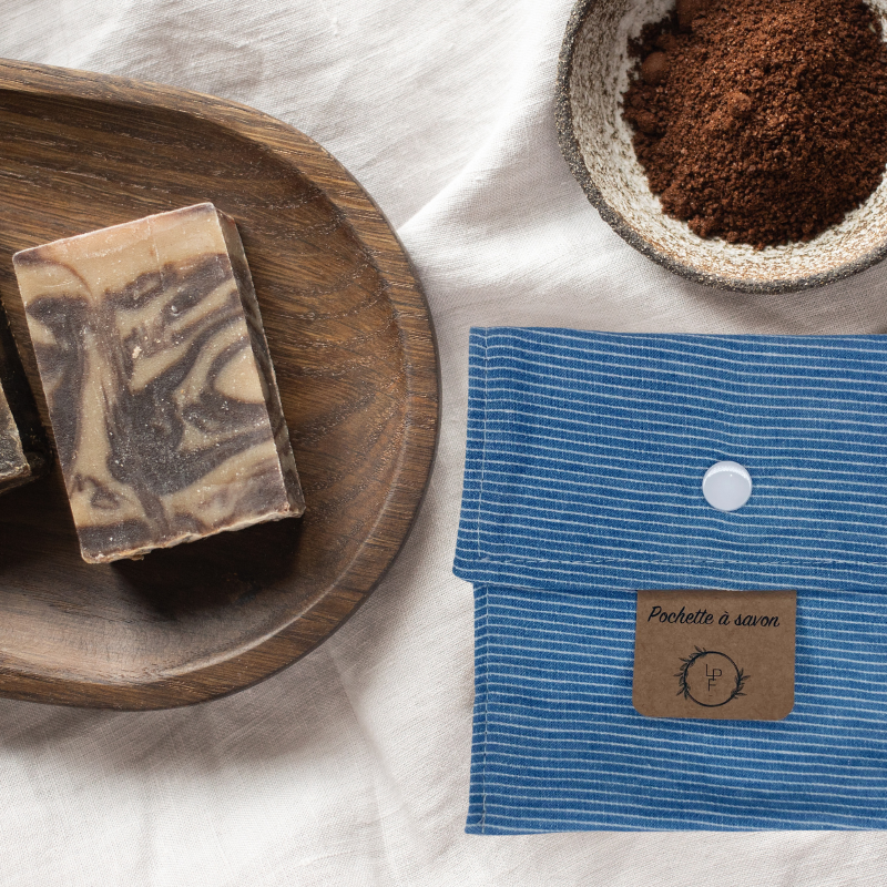 Pochette à Savon Imperméable – Bleu jean rayé - La Petite Framboise