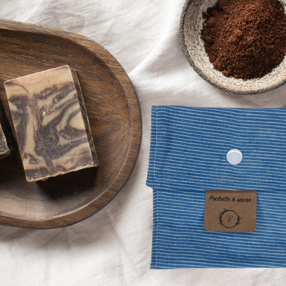 Pochette à Savon Imperméable – Bleu jean rayé - La Petite Framboise