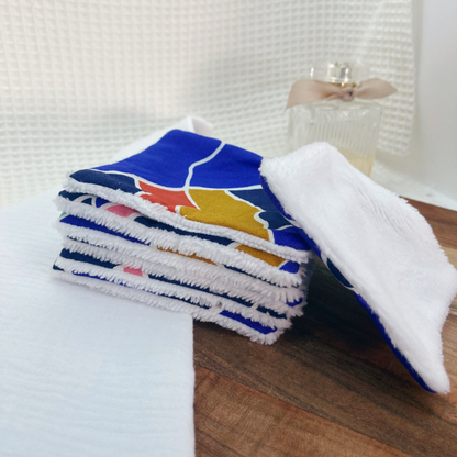 Semainier de cotons lavables - Bleu Maroc à motifs - La Petite Framboise