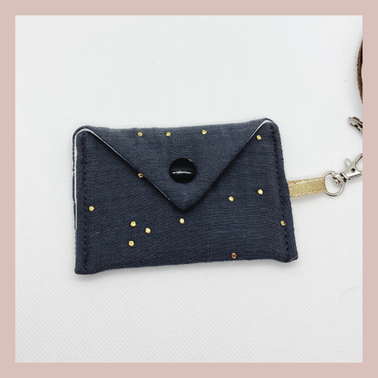 Porte-Clé Pochette - Gris à pois dorés
