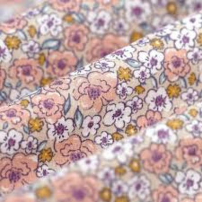 Petit Élastique - Fleuri beige/rose