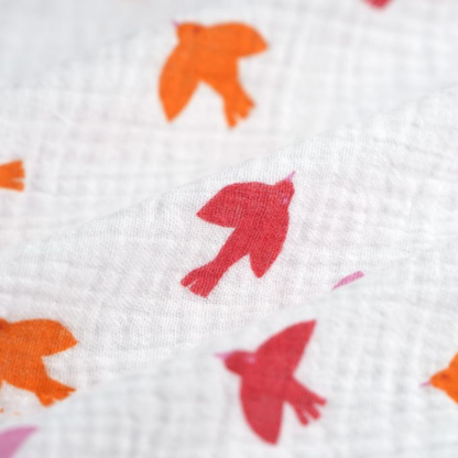 Élastique Nœud - Blanc motif oiseaux