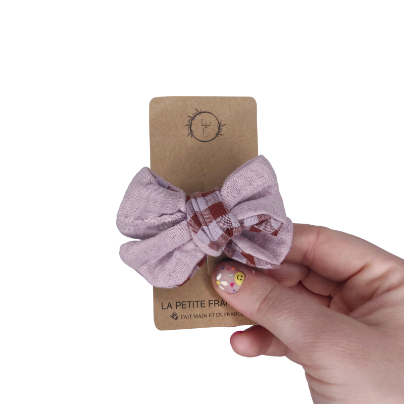 Élastique Nœud - Vichy marron / Parme - La Petite Framboise