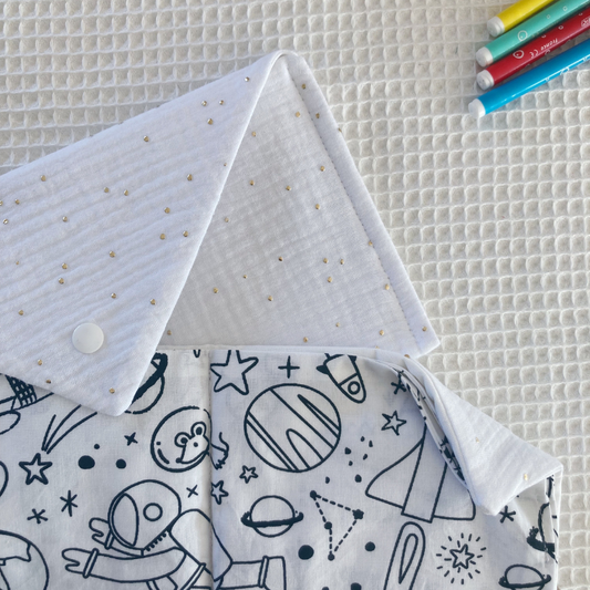 Kit à Colorier Lavable - Gaze de coton Blanc à pois dorés - La Petite Framboise