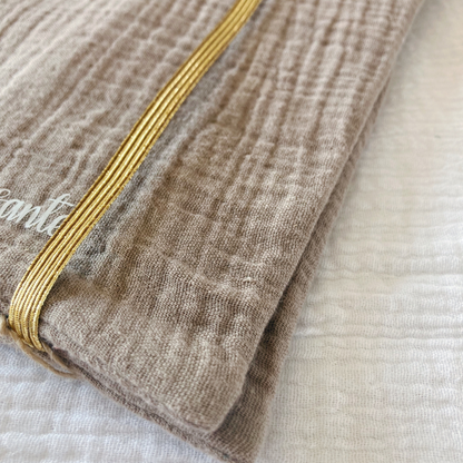 Protège carnet de santé - Gaze de coton Taupe - La Petite Framboise