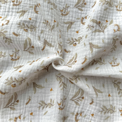 Semainier de cotons lavables - Blanc feuillage sauge