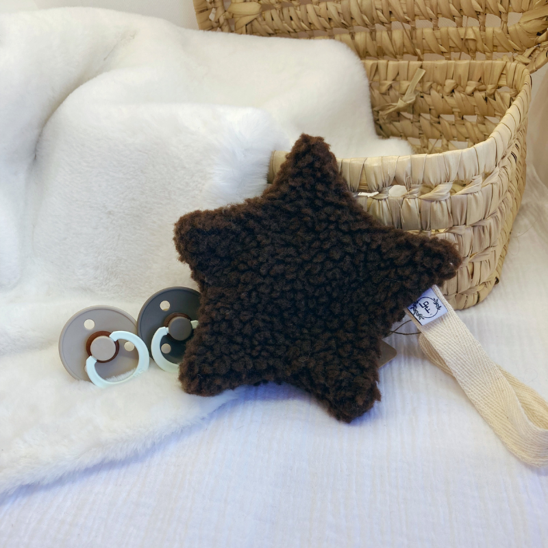 Attache tétine - Étoile Marron