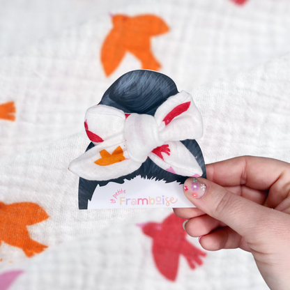 Élastique Nœud - Blanc motif oiseaux