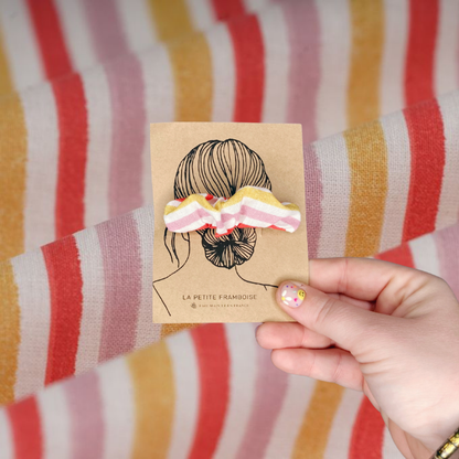 Pince Scrunchy - Rayé rouges/jaune/rose