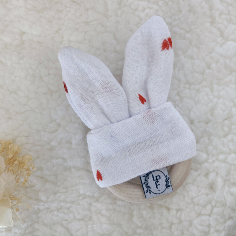 Anneau de Dentition - Blanc à coeur rouge - La Petite Framboise