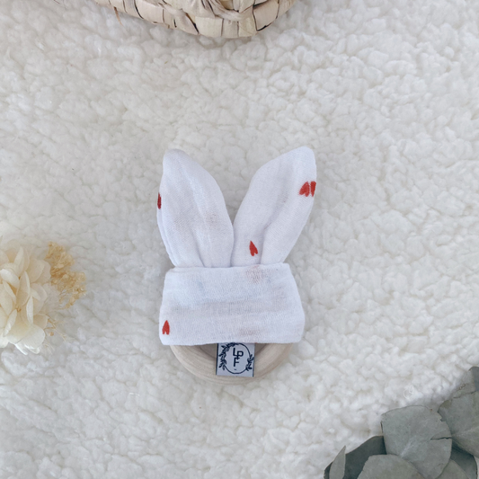 Anneau de Dentition - Blanc à coeur rouge - La Petite Framboise