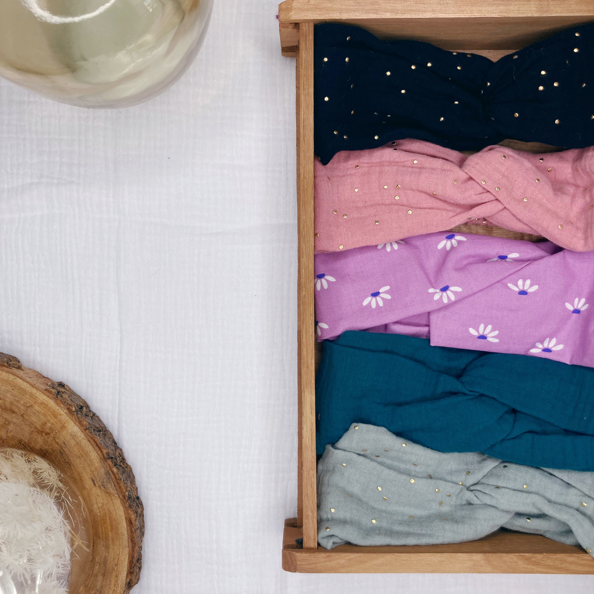 Headband twist adulte - Noir à pois dorés - La Petite Framboise