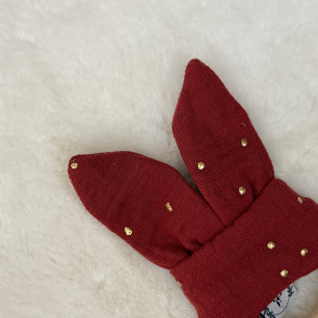 Anneau de Dentition - Gaze de coton Tomette à pois dorés