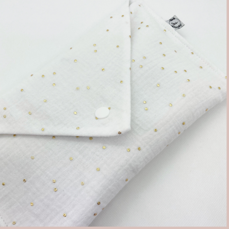 Kit à Colorier Lavable - Gaze de coton Blanc à pois dorés - La Petite Framboise