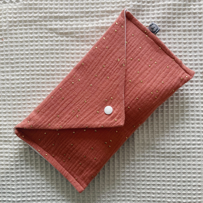 Kit à Colorier Lavable - Gaze de coton Marsala à pois dorés - La Petite Framboise