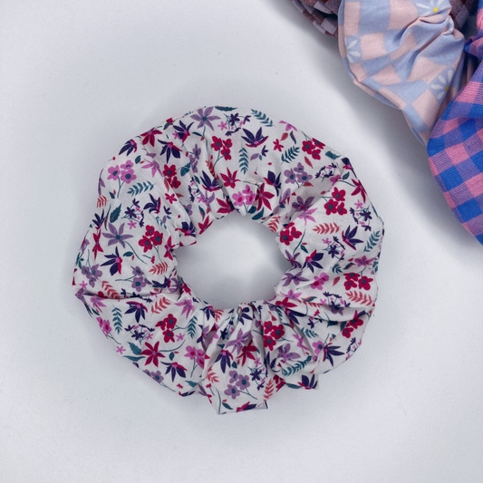 Chouchou Tissu - Fleuri violet / rose